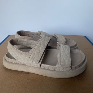 MANGO Quilted strap sandals CREAM sz 38